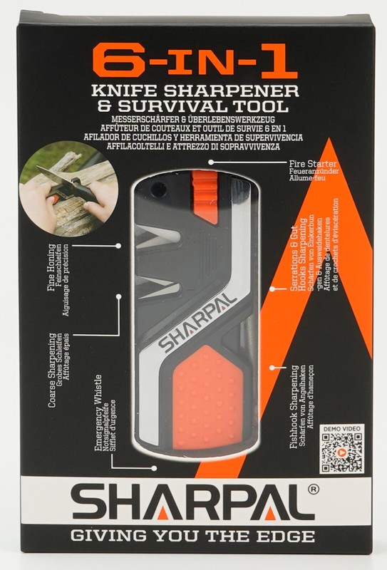SHARPAL 6-In-1 Pocket Knife Sharpener&Survival Tool, with Fire Starter, Whistle gallery
