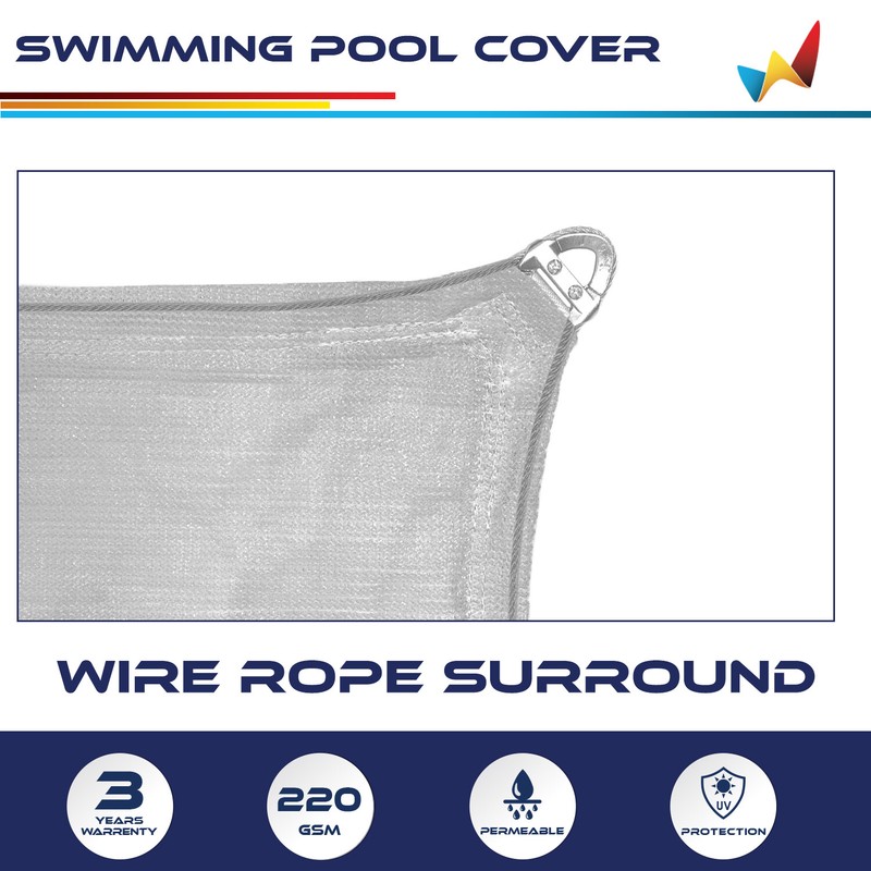 Inground Winter Pool Cover Rectangle Swimming Heavy Duty Safety Mesh Cover Gray gallery