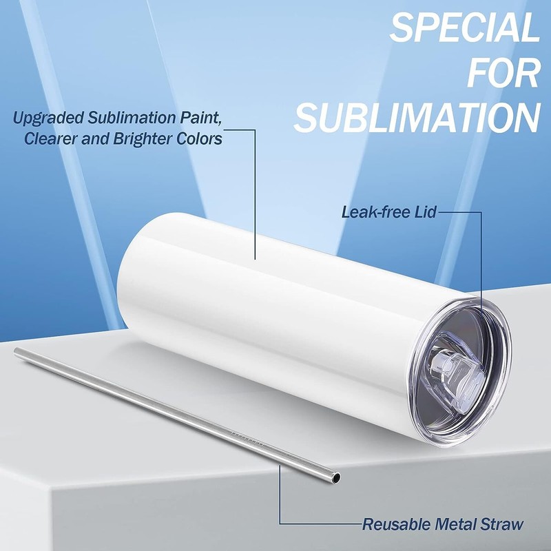 HTVRONT 4/8/12/16 Pack Straight Sublimation Tumblers Bulk Blank 20oz Stainless gallery