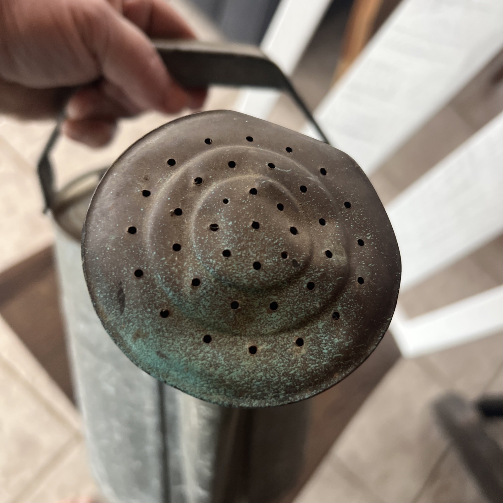 Vintage Galvanized Watering Can With Copper Spout . Great Patina gallery