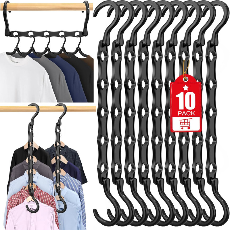 10 Pack Hangers Space Saving Magic Sturdy Plastic Hanger Organizer Shirt Space S gallery