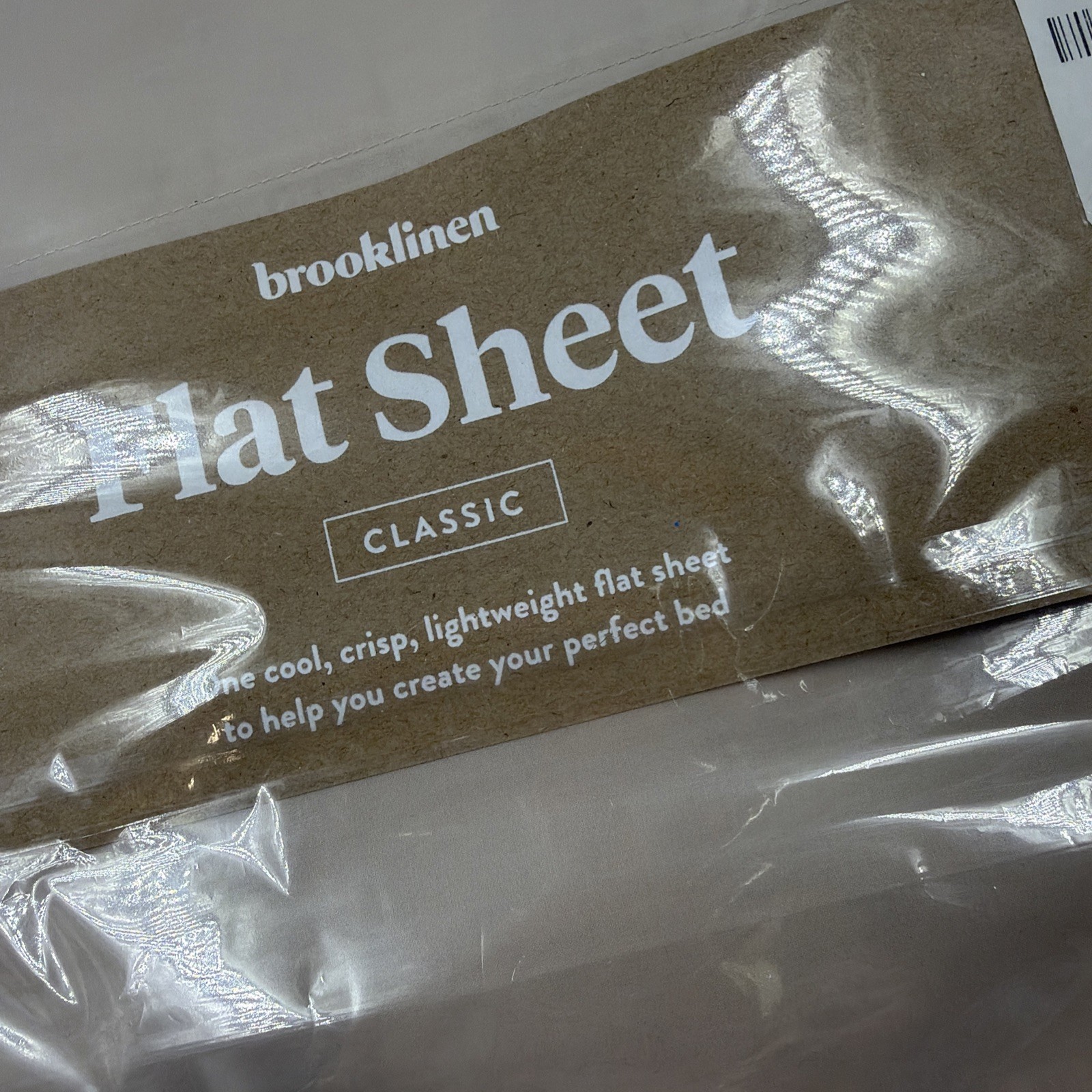BROOKLINEN - FLAT SHEET - COTTON- WARM GREY-QUEEN - NEW gallery