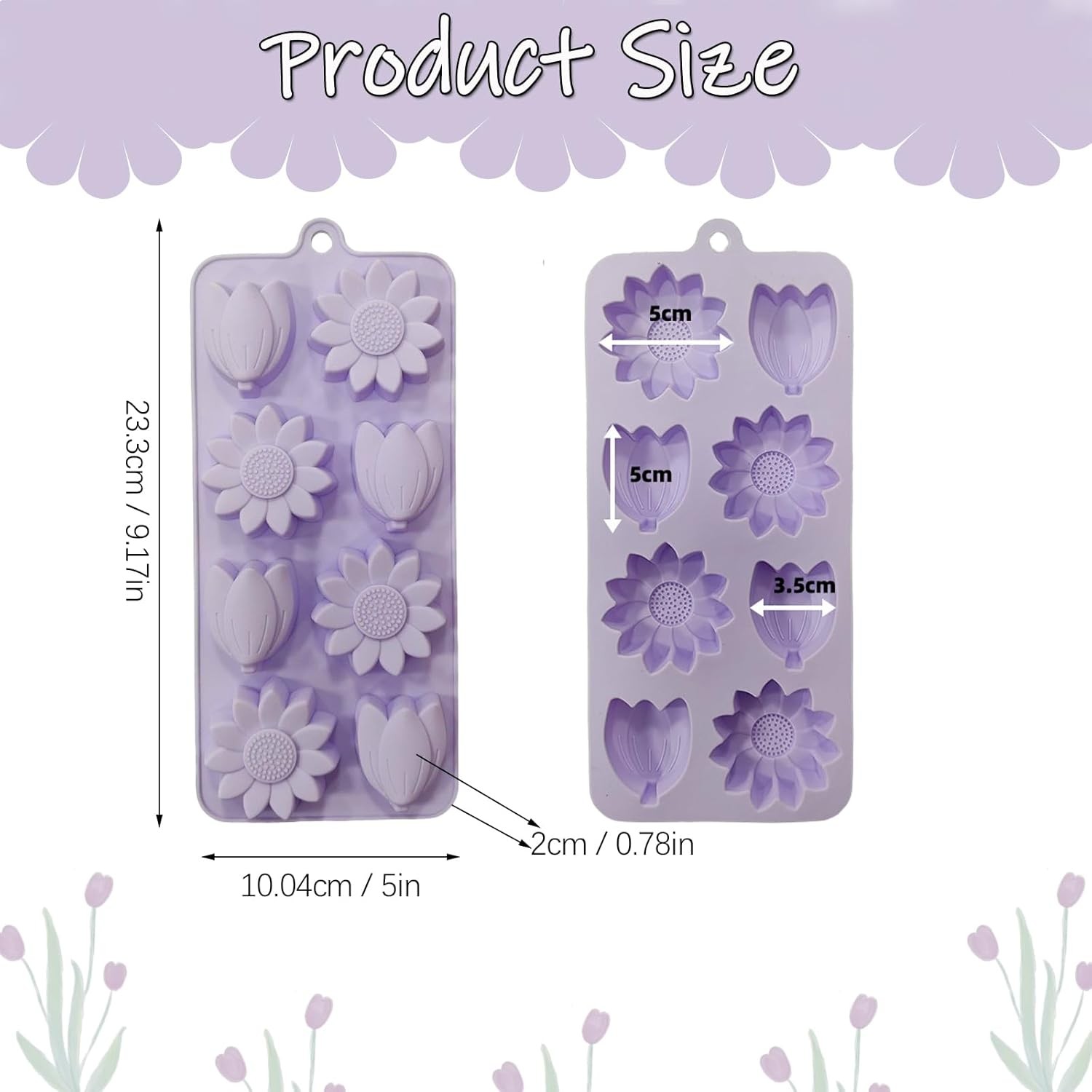 Flower Ice Cube Molds Silicone 2Pcs Sun Flower Chocolate Candy Molds for Baking gallery