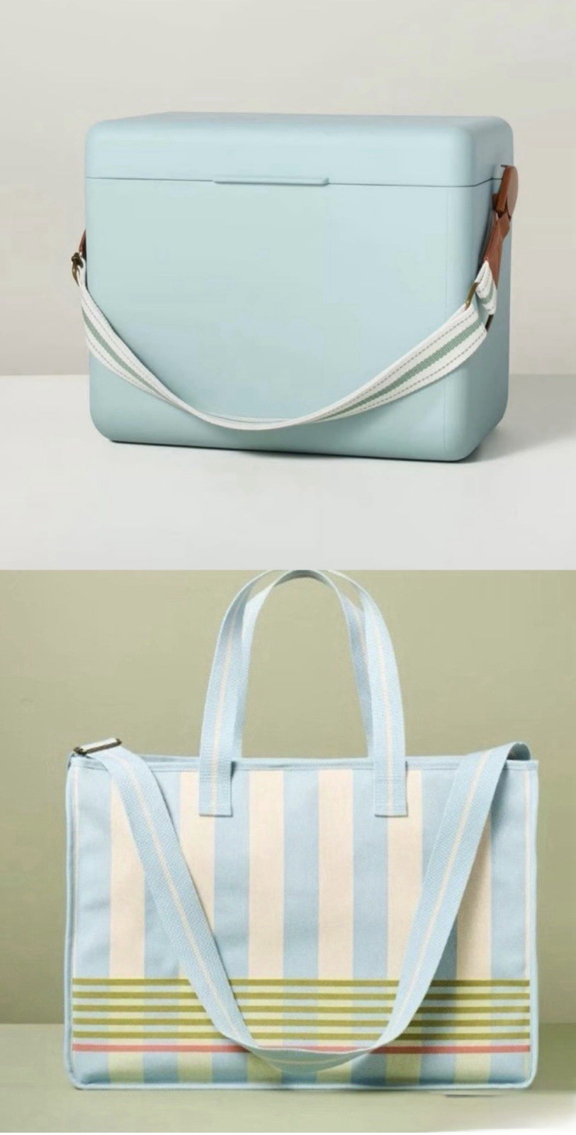 Hard-Sided Portable Cooler Light Blue & Tote - Hearth & Hand with Magnolia gallery