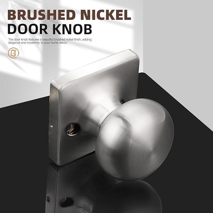 GOBEKOR 6 Pack Single Dummy Door Knobs for French Doors Brushed Nickel gallery