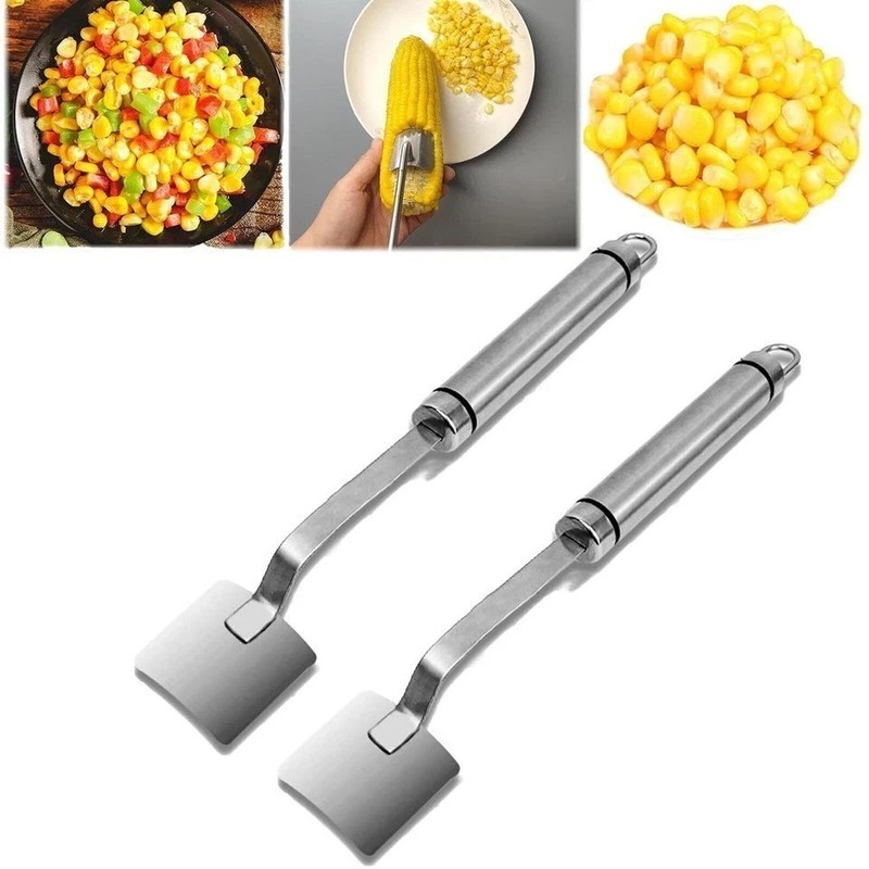 2PC Corn Peeler Stainless Steel Corn Cob Stripping Tool w/ Hook Long Handle Corn gallery