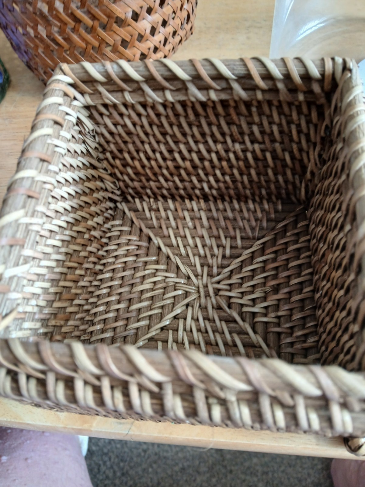 Rattan Box Storage Baskets with Lid Handwoven Round Woven gallery