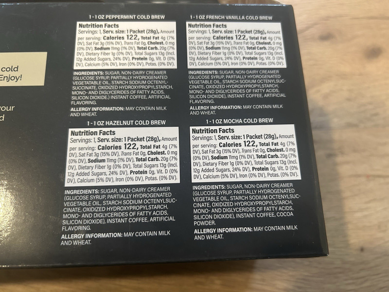 Flight Board Set Cold Brew 4 Flavors Peppermint French Vanilla Hazelnut Mocha gallery