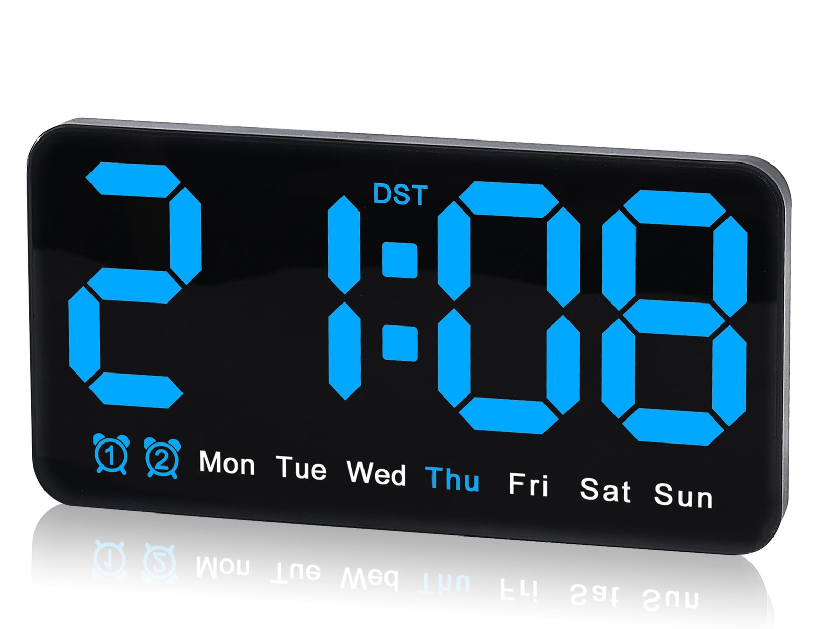 9.5 Inch Large Digital Wall Clock LED Display Auto DST Dual Alarm Snooze Blue gallery