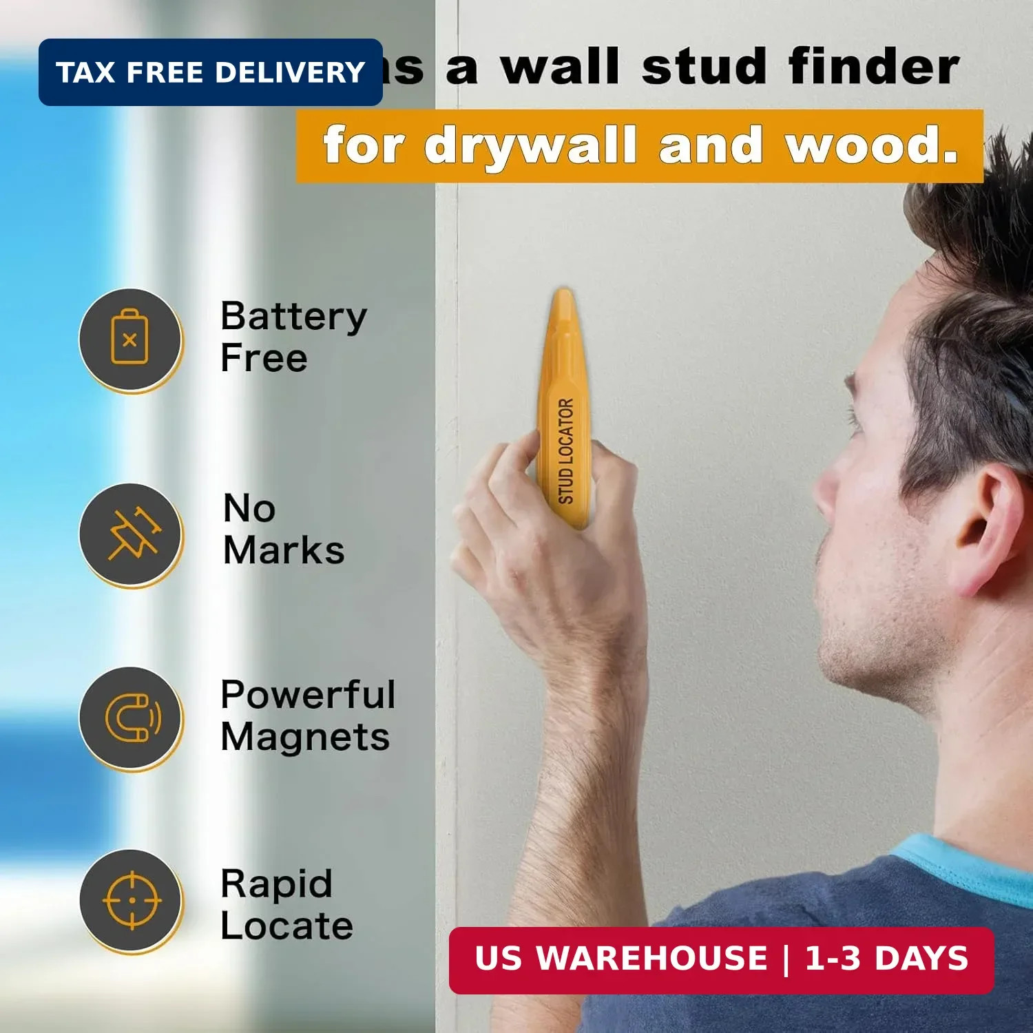 2 PCS Stud Finder, Magnetic Stud Finder Easy to Use, No Batteries Required, Rapi gallery