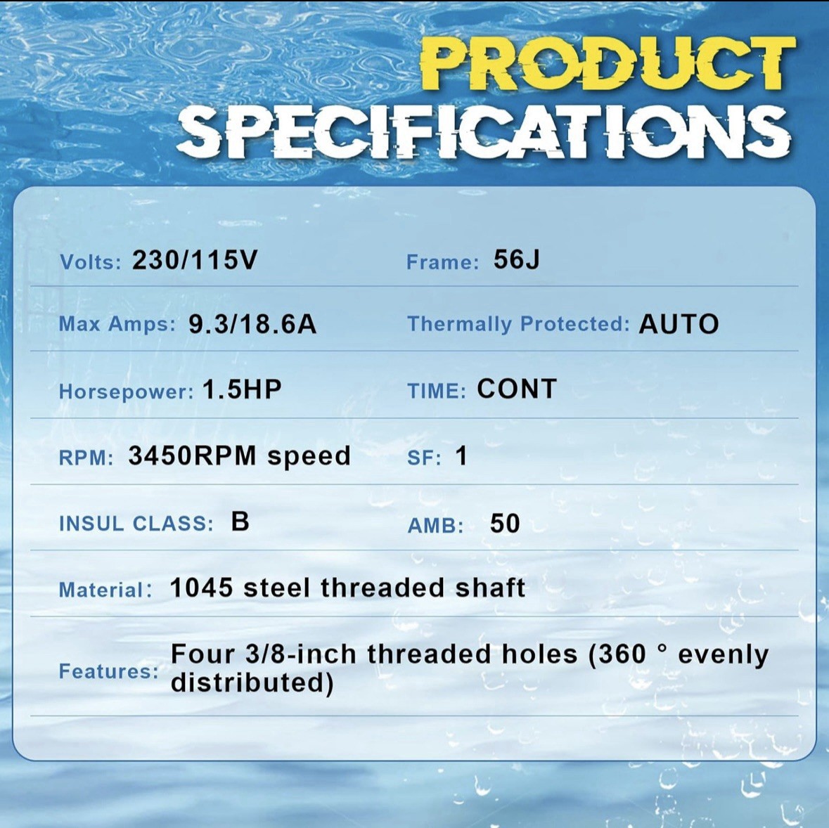 Pool Pump Motor UST1152 SP2610X15 1.5HP 230/115V 3450RPM For Hayward/A.O. Smith gallery