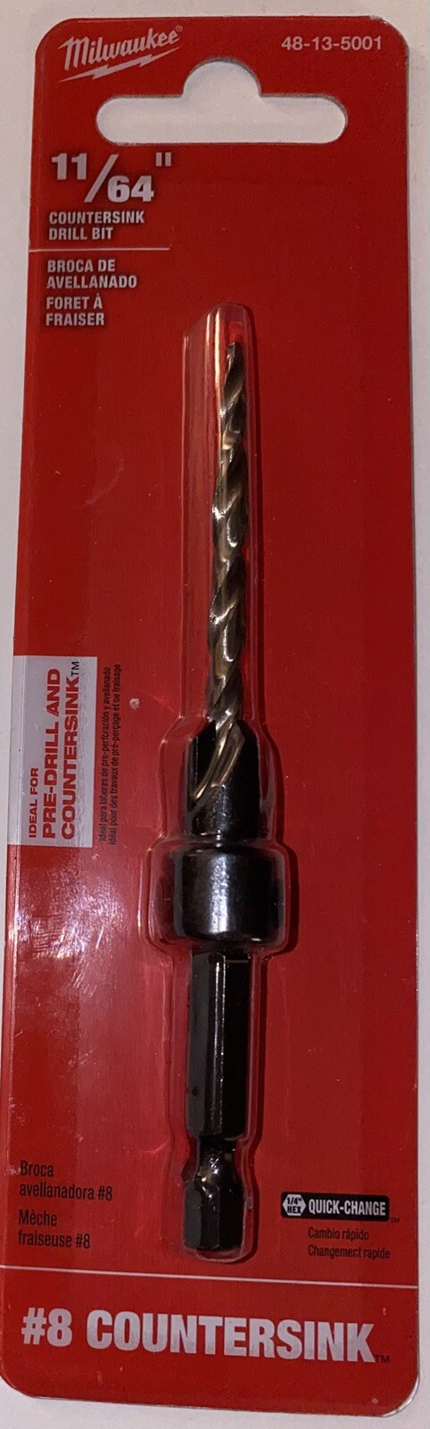 Milwaukee #8 Countersink 11/64 in. w/ tapered Wood Drill Bit, 48-13-5001 gallery