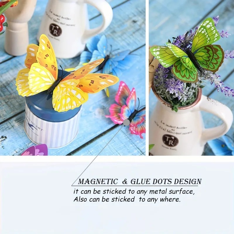 12pc 3D Butterfly Wall Decor Stickers DIY Magnetic Decals Room Party Decorations gallery