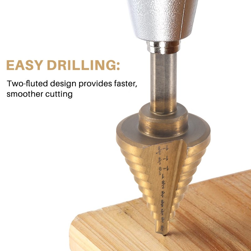 Step Drill Cone Drill Bits, High Speed Steel 10 Steps 1/4 to 1-3/8 inch U2J2 gallery
