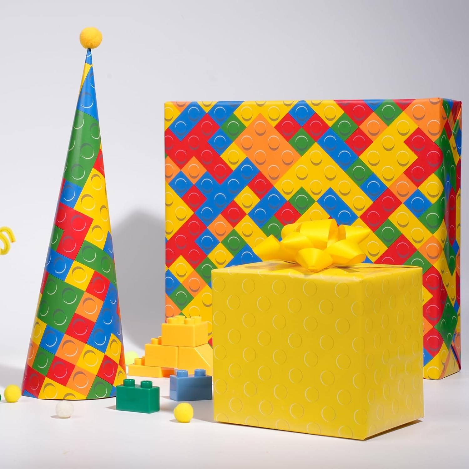 Reversible Building Blocks Wrapping Paper for Boys Girls - 17 Inch X 33 Ft Wrap gallery