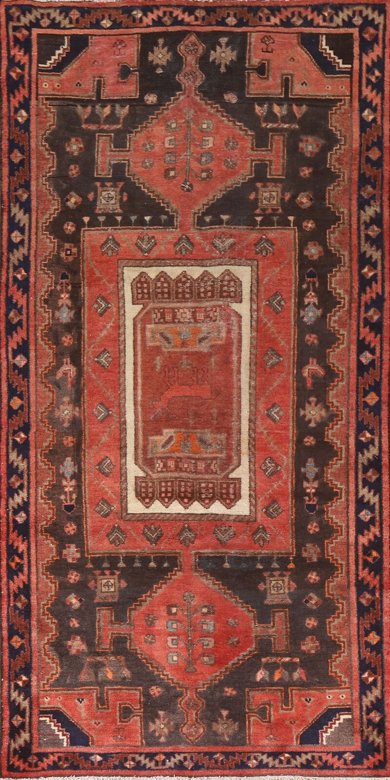 Tribal Geometric Ardebil 9 ft. Runner Wool Rug Hand-Knotted 4x9 Vintage Carpet gallery