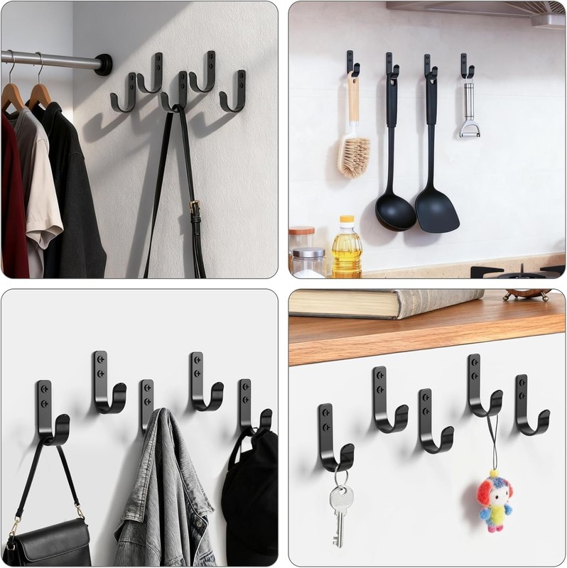 15-Pack Black Metal Wall Hooks Heavy Duty Coat Hooks Wall Mounted for Hanging gallery