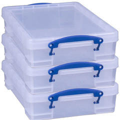 Really Useful Box 4L Storage Container with Lid and Clip Lock Handles, (3 Pack)