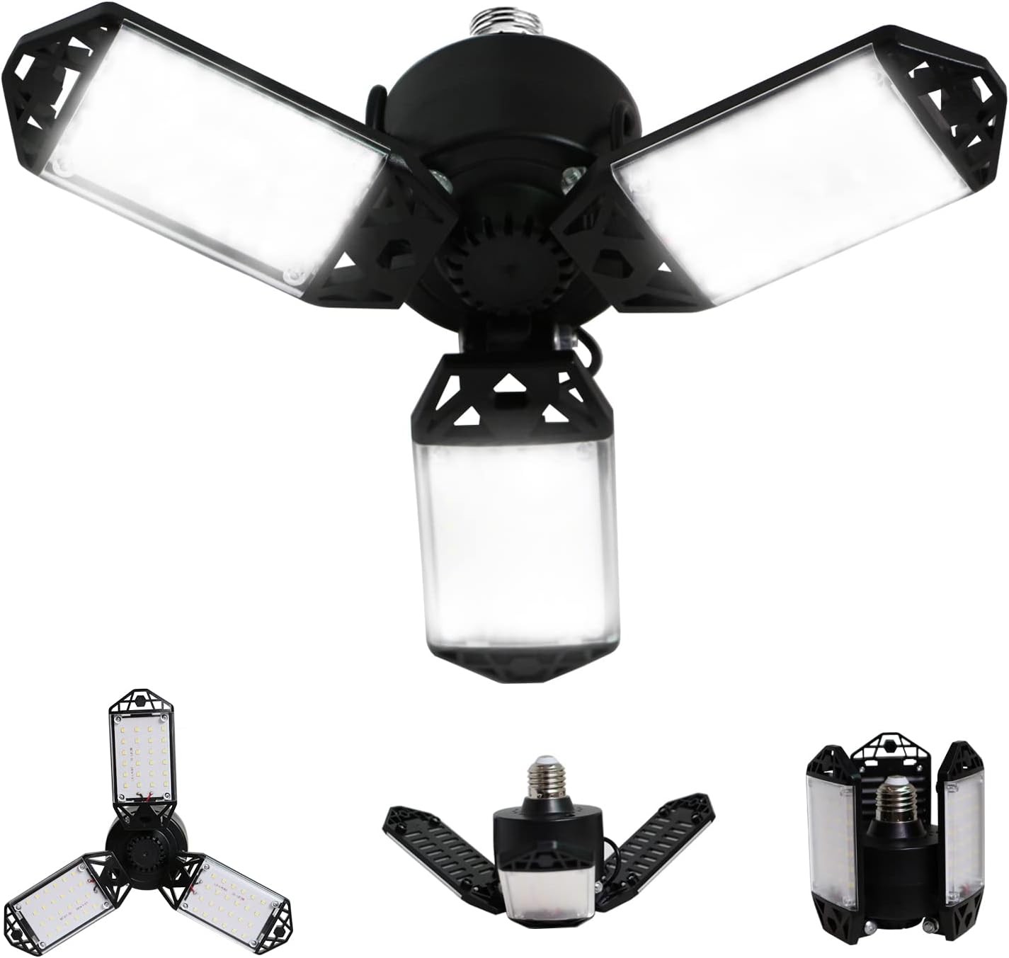 LED Garage Light 80W 8000LM 3 Adjustable Panels 6500K Daylight Ceiling Light gallery