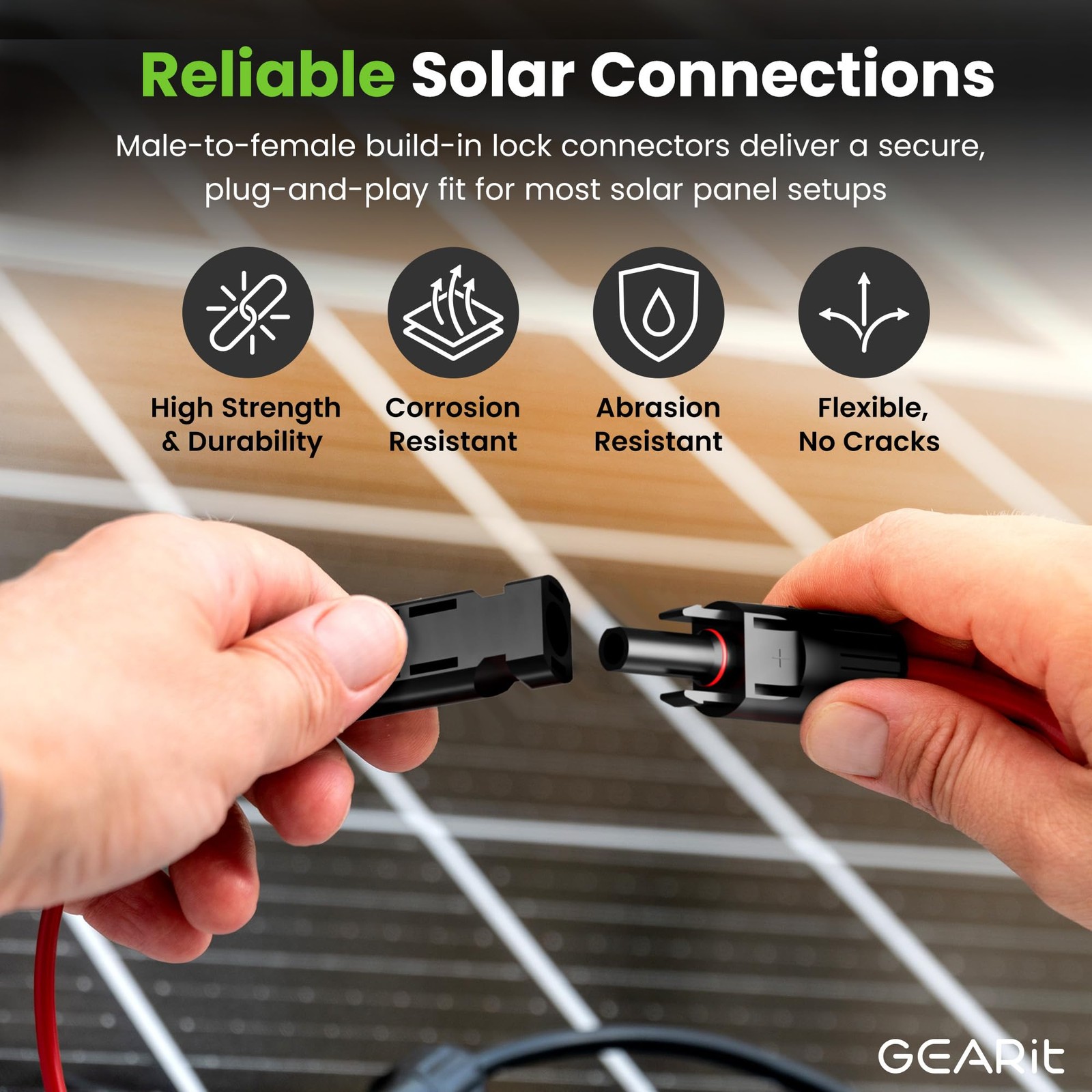 Panel Extension Cable 12 AWG 100 Ft Black Red MC4 Connectors Solar GEARit Gauge gallery