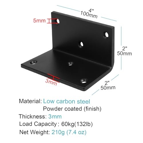 PCS 2"x2"x4" L Angle Bracket, Corner Brace for Wood, Countersink 2" x 2" x 4" 6 gallery
