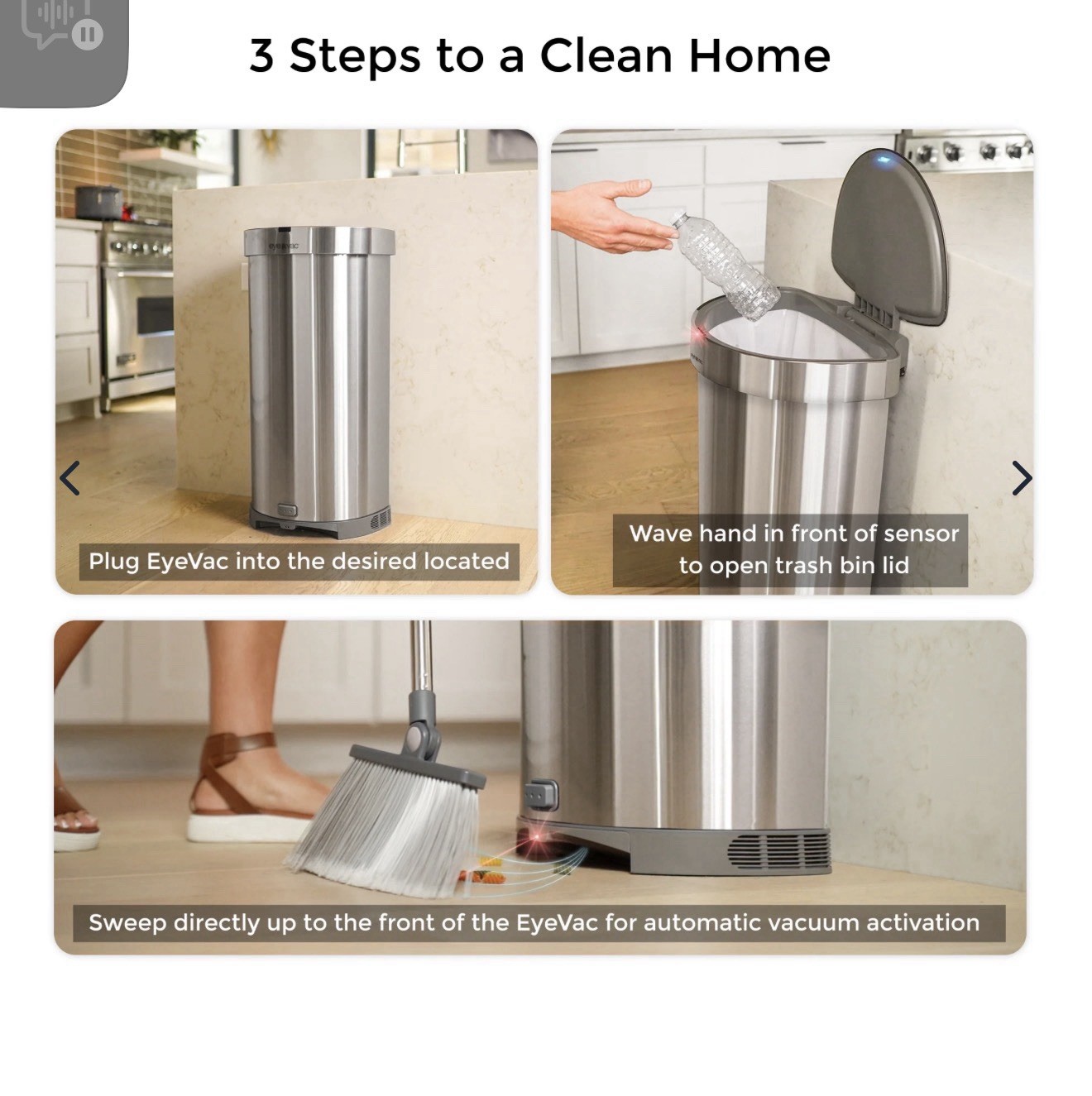 EyeVac+ 2-in-1 Touchless Trash Can & Automatic Dustpan gallery