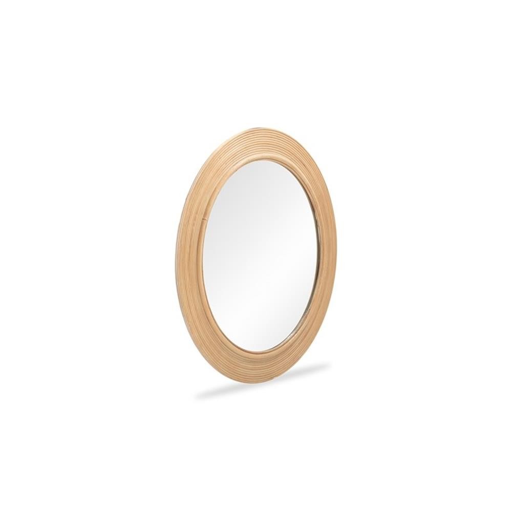 Pemberly Row Natural Rattan Round Wall Mirror - 43.5"W x 2"D x 43.5"H gallery
