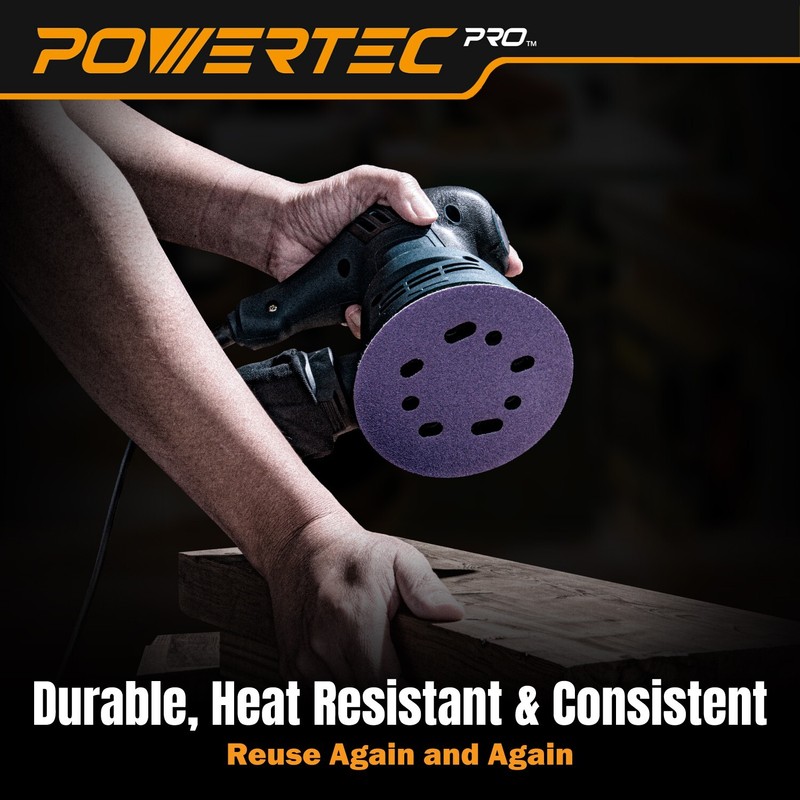 POWERTEC 5-Inch Hook and Loop Sanding Disc for Random Orbital Sander, 40 Grit gallery