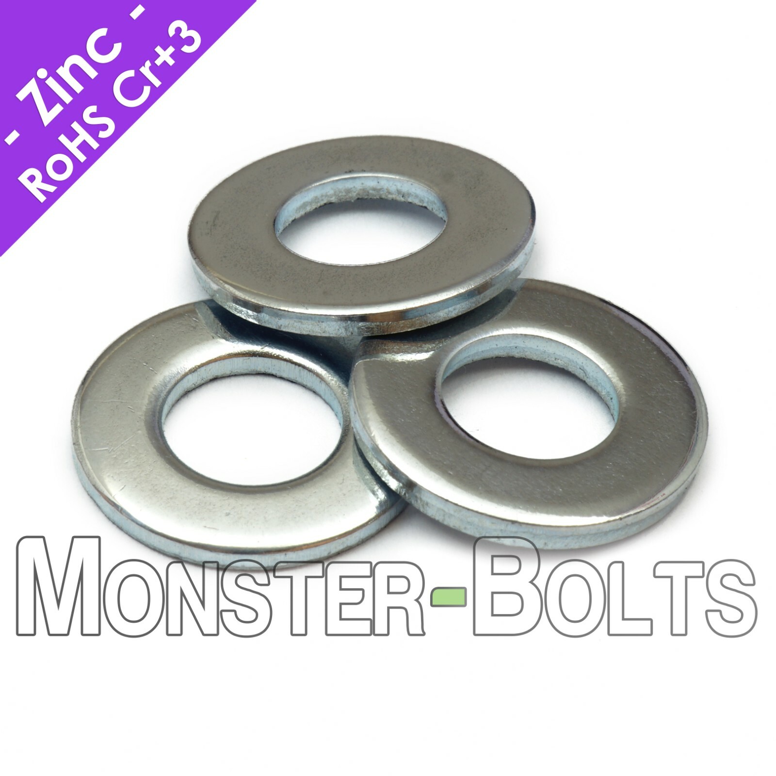 US / Inch - SAE Flat Washers, Cr+3 Zinc Plated Steel, #4 #6 #8 #10 1/4 5/16 3/8" gallery
