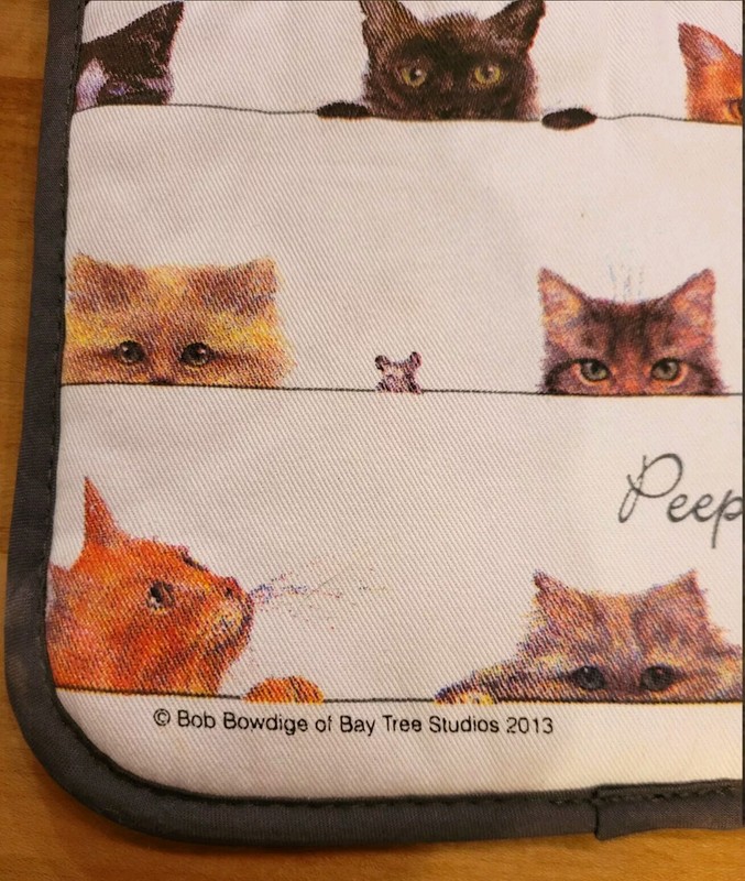 PEEPING FELINES BOB BOWDIGE CAT POTHOLDER- ASHDENE, CATS KITTENS PAWPRINTS- NWT gallery