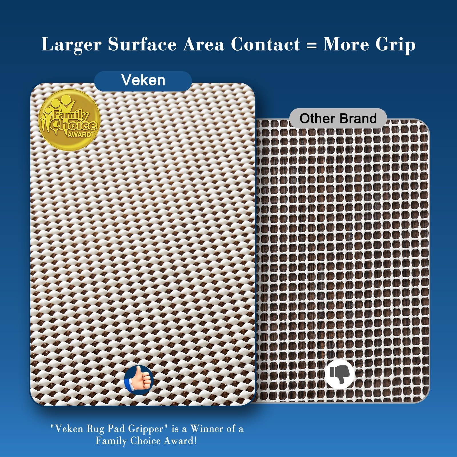 Veken Runner Rug Pad Gripper for Hardwood 2' x 6' (Rectangular), White gallery