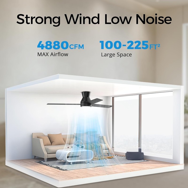 Ceiling Fans with Lights Remote Control - Flush Mount Dimmable 3000K-6500K LE... gallery