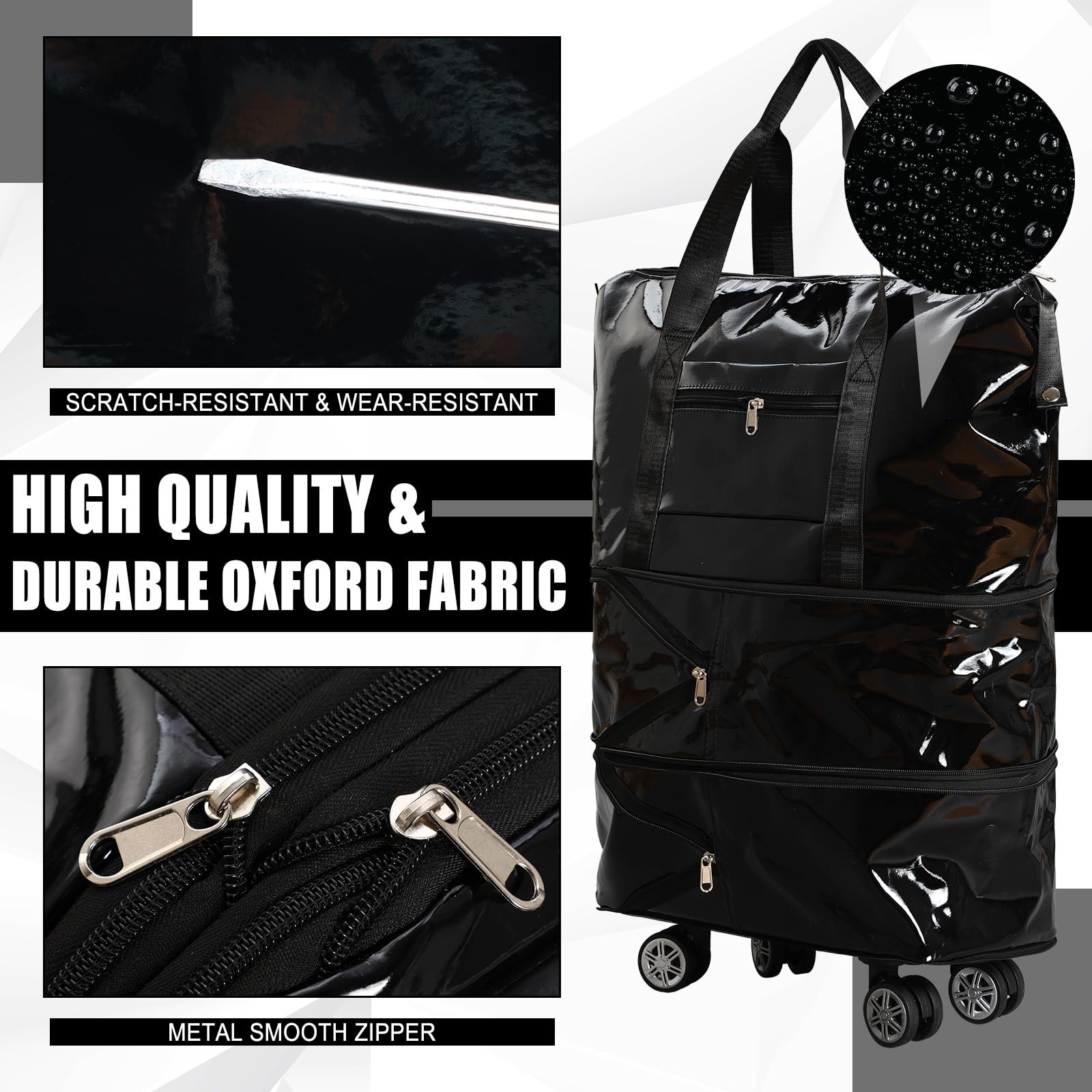 Reusable Grocery Bag on Wheels Shopping Bag with Detachable Swivel Wheels Wat... gallery