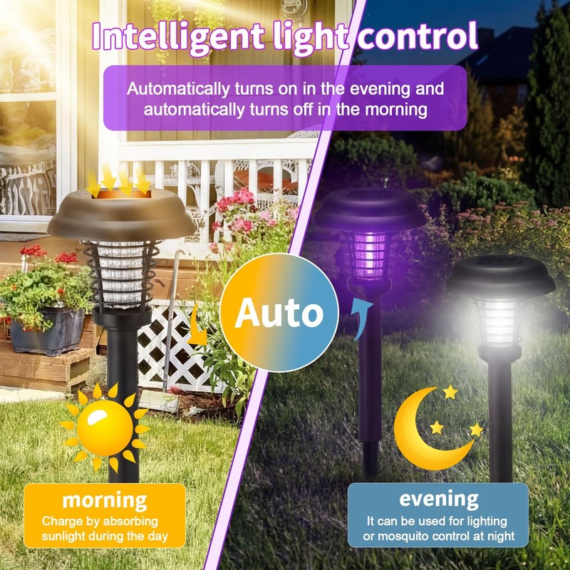 4PCS Solar Bug Zapper Outdoor Waterproof Mosquito Killer Lamp Garden Patio Light gallery