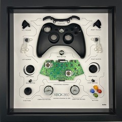 Framed Deconstructed XBOX 360 Controller | Teardown Wall Decor | Video Game Art