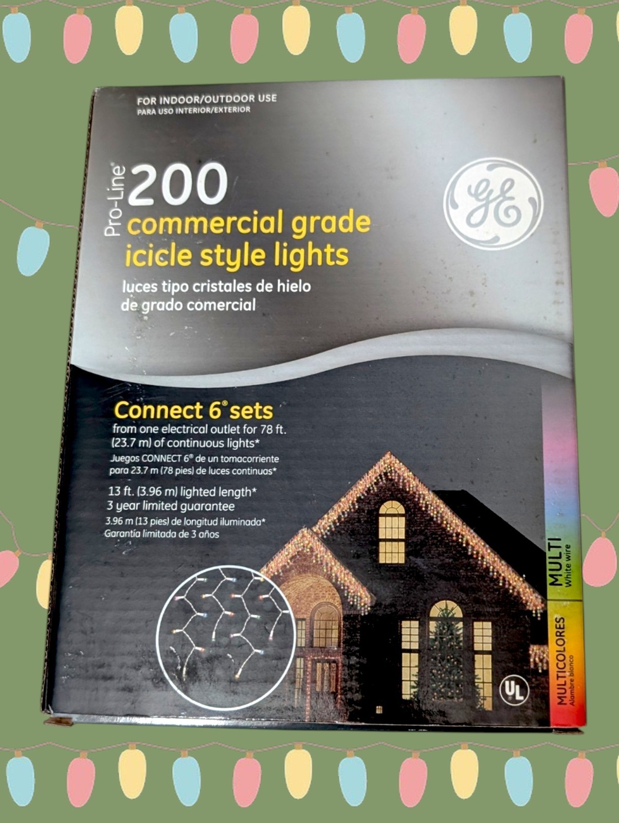 GE PRO LINE 200 Icicle Lights COMMERCIAL GRADE Multi-Color Christmas Outdoor gallery