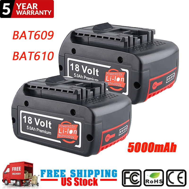 2PACK Battery For Bosch 18Volt 5.0AH Lithium-ion BAT609 BAT610G BAT618 24618-01 gallery