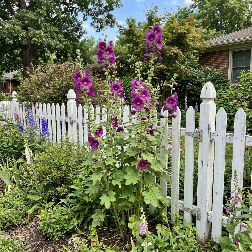 Spectacular 100 Hollyhock Flower Seeds, Purple - Fast Growing, Nature Inspired gallery