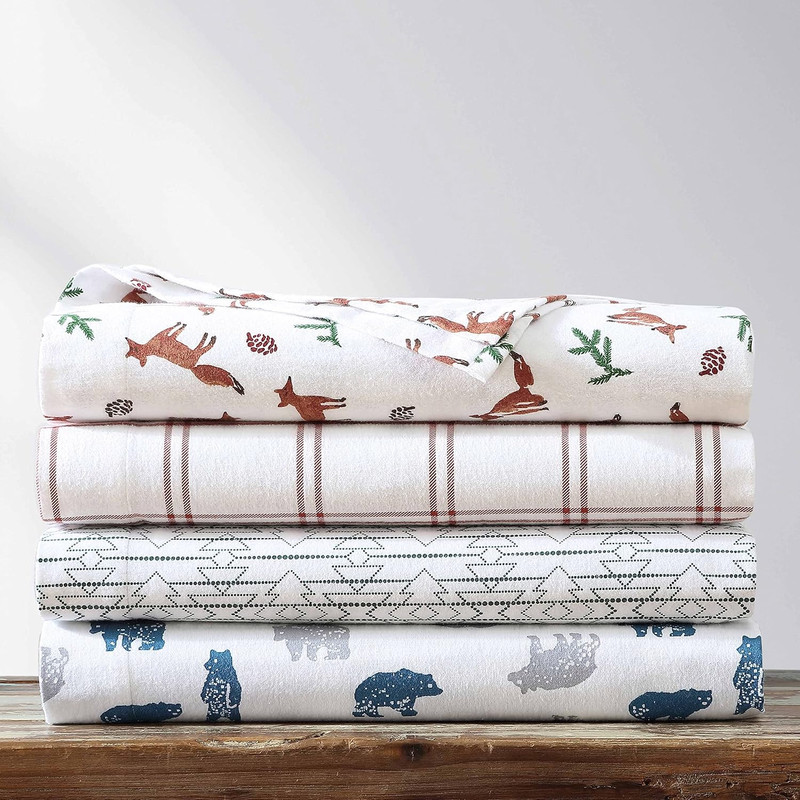 King Flannel Sheet Set - Soft, Cozy Fox Trail Orange Bedding gallery