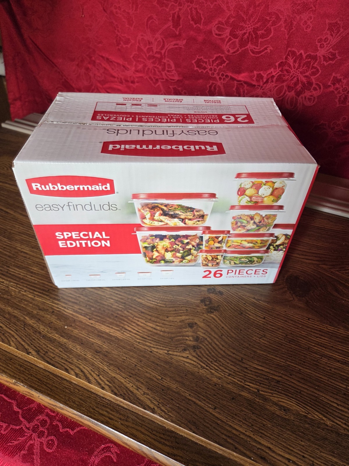 RUBBERMAID Food Storage Container Set w/EASY FIND LIDS 26-PC, RED, Vented - NEW gallery