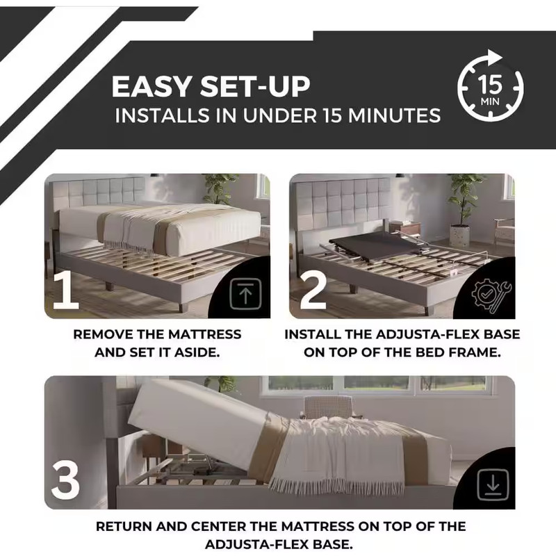 Adjustable Base Kit with Wireless Remote, King Size-Lightweight Power Bed Kit, U gallery