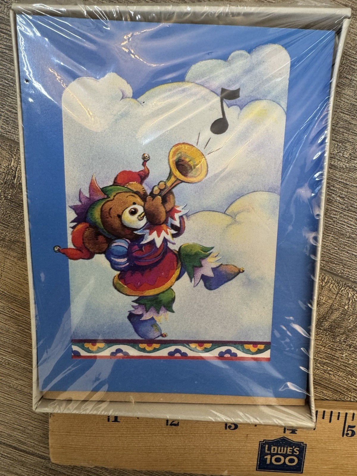 Vtg American Greetings Note Cards & Envelopes Teddy Bears Jester Music 8ct USA gallery
