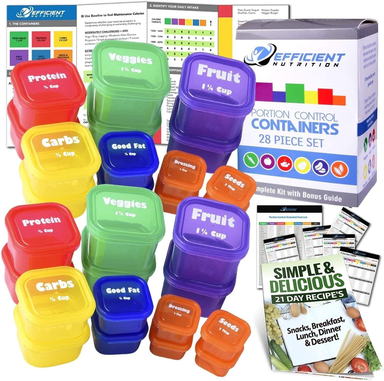 14 Pcs Fix Portion Control Containers Kit Beach Body Food Plan Diet Weight Loss gallery