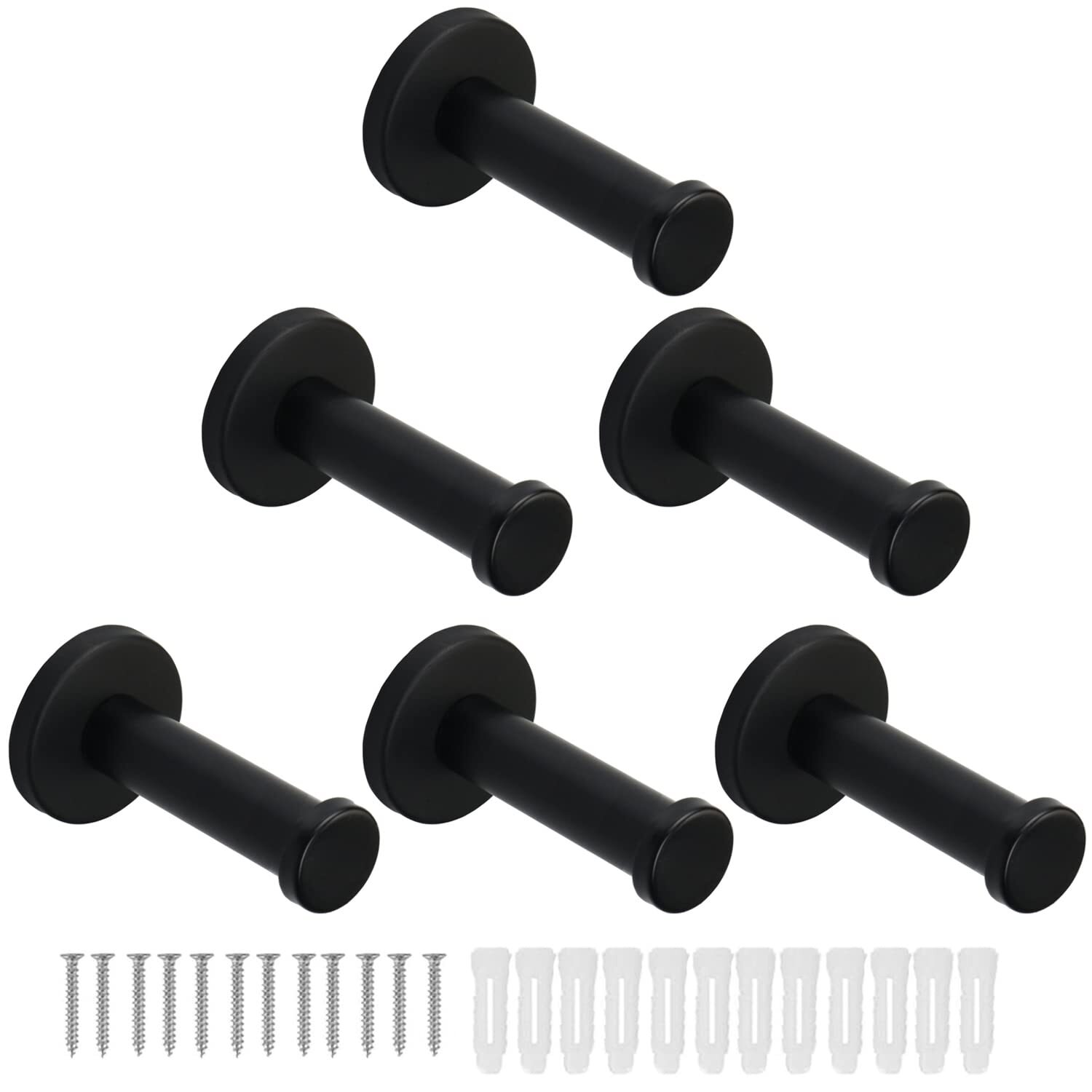 6PCS Black Towel Hooks SUS304 Stainless Steel Robe Hooks for Bathroom Kitchen gallery