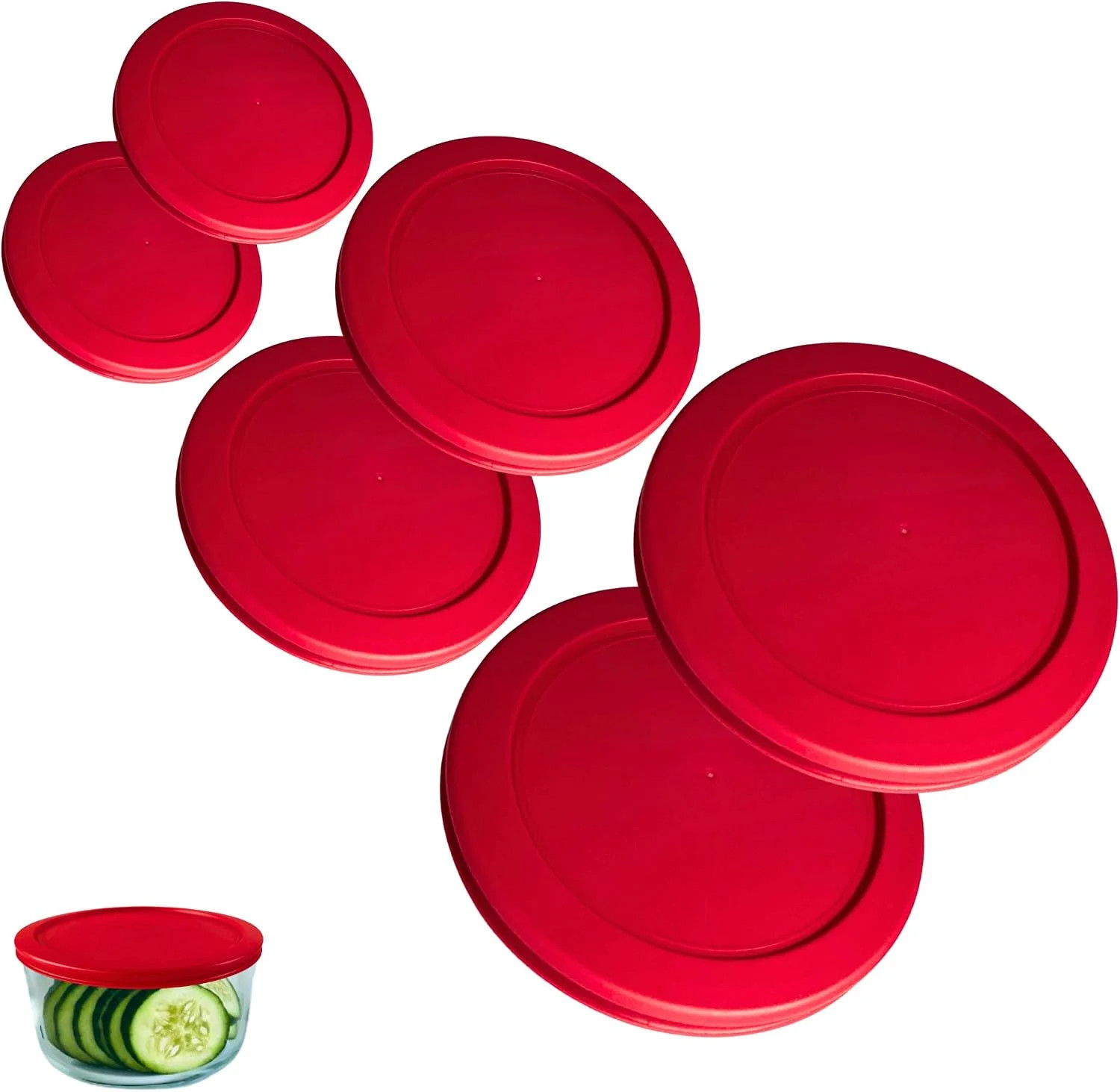 1, 2 & 4 Cup Red Replacement Lids/Covers for Pyrex, Anchor Hocking & KlareWare S gallery