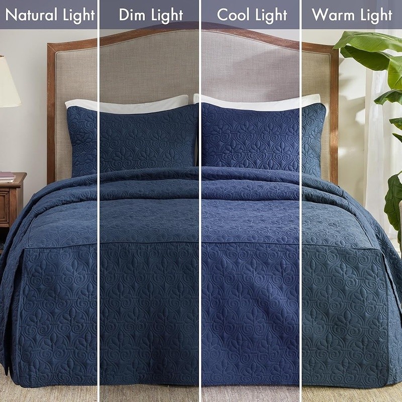Microfiber Quilted Bedspread 3 Piece Set Split Corner Shams Soft Lightweight New gallery
