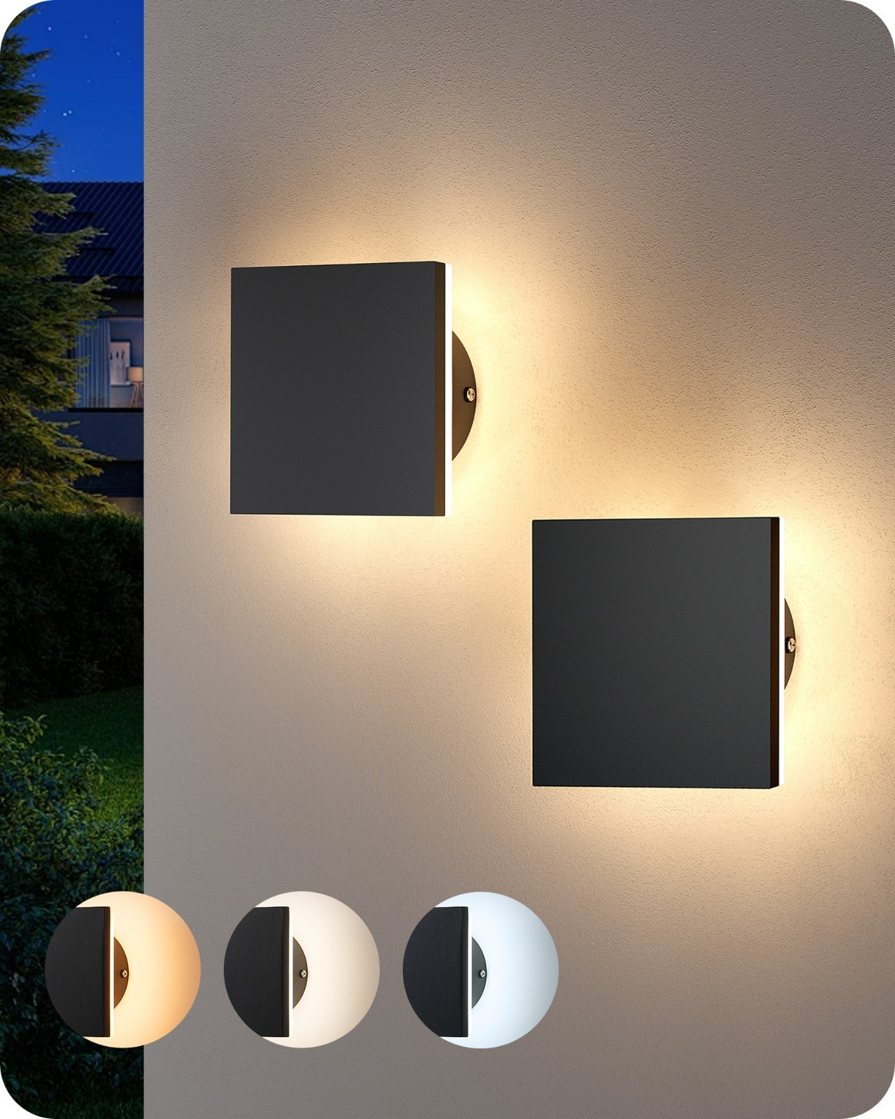 EDISHINE 2 Pack Small LED Outdoor Wall Lights, 3000K-5000K Dimmable Wall Sconce gallery