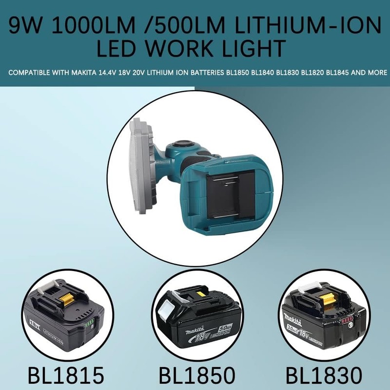 1000LM Portable Cordless LED Work Light Torch For Makita 18V-21V Li-Ion Battery gallery