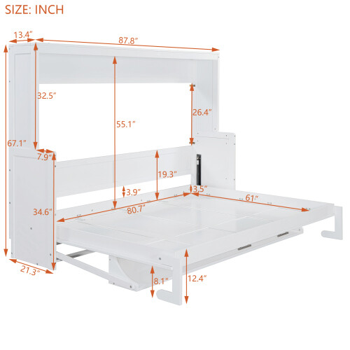 Full Queen Size Murphy Wall Bed with Hydraulic Lift and Desk Cabinet Hidden Bed gallery