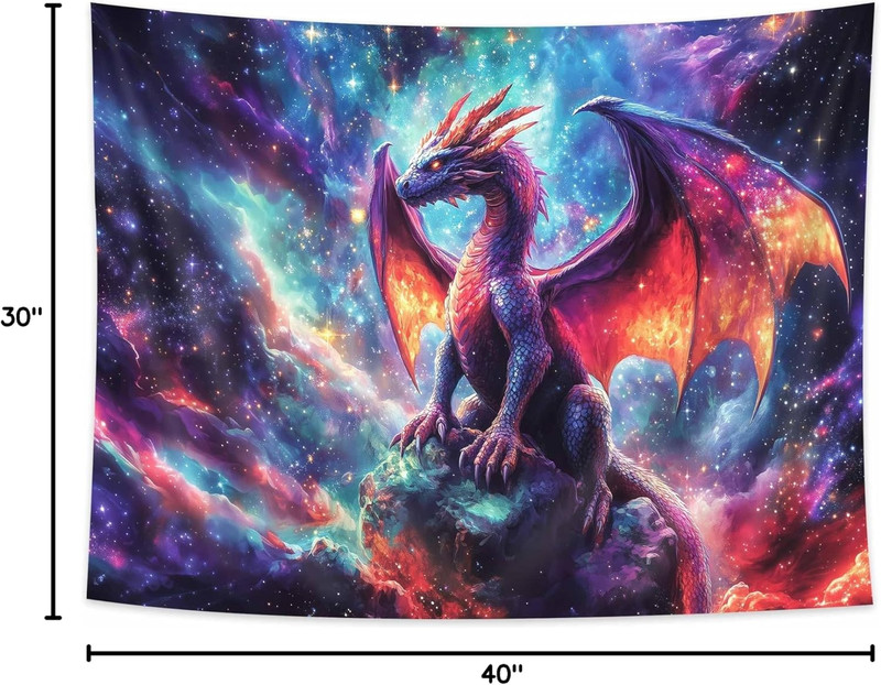 Purple Dragon Tapestry, Gothic Medieval Fantasy Animals Cool Dragon Tapestry for gallery